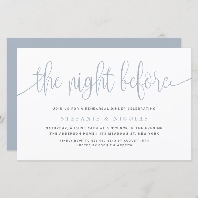 Dusty Blue Na Noite Antes Do Janto De Ensaio (Frente/Verso)