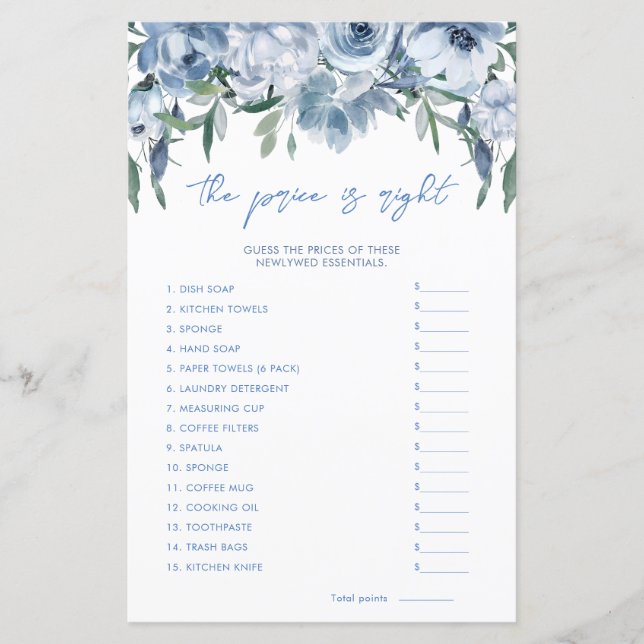 Dusty Blue O Preço É O Jogo Do Chá de panela Certo (Frente)