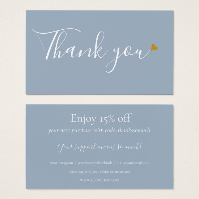 Dusty Blue Obrigado Pelo Cartão De Desconto De Com (Frente & Verso)