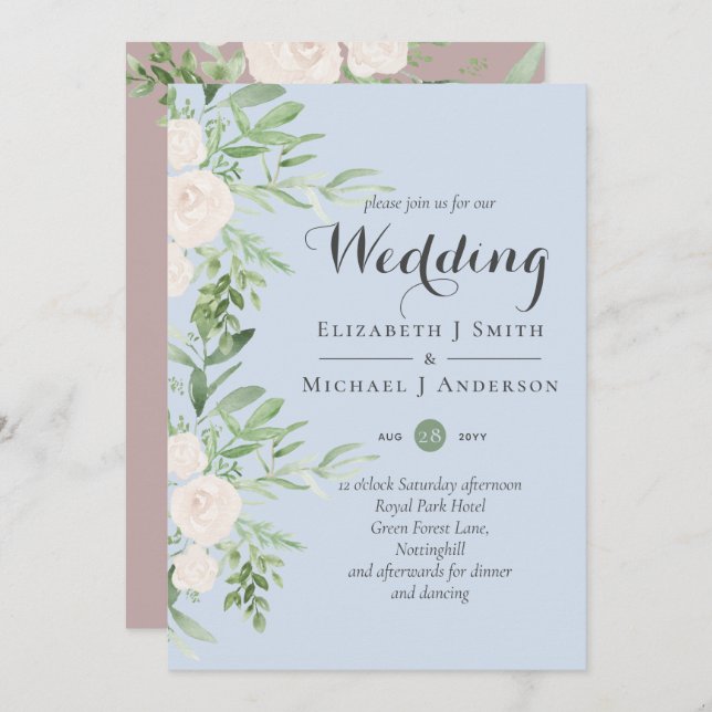 Dusty Blue Pink Sage Floral Wedding BUDGET (Frente/Verso)