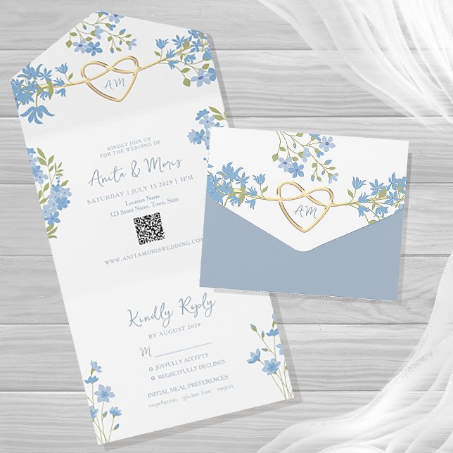 Dusty Blue QR Code Periwinkle Casamento (Criador carregado)