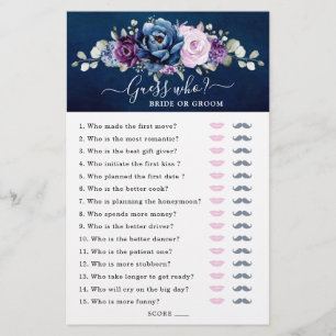 Dusty Blue Roxo Jogo do Chá de panela Adivinha Que