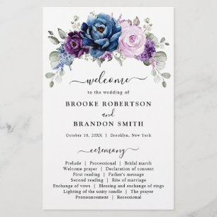 Dusty Blue Roxo Lilac Blooms Programa de Casamento