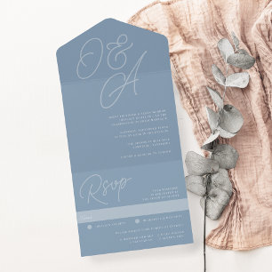 Dusty Blue Script Watermark Monograma Wedding