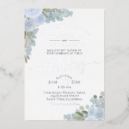 Dusty Blue & Silver Watercolor Boho Casamento Flor