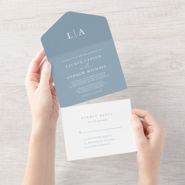 Dusty Blue Simple Elegant 1 Casamento (Tearaway)