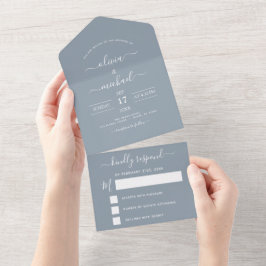 Dusty Blue Simple Weding Modern Typografia RSVP