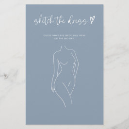 Dusty Blue Sketch O Jogo Do Chá de panela De Vesti