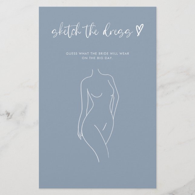 Dusty Blue Sketch O Jogo Do Chá de panela De Vesti (Frente)