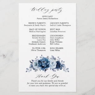 Dusty Blue Slate Marinho Floral Weding Program