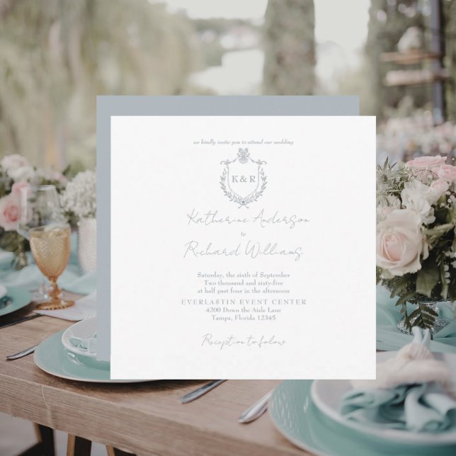 Dusty Blue Square Elegant Wedding  (Criador carregado)