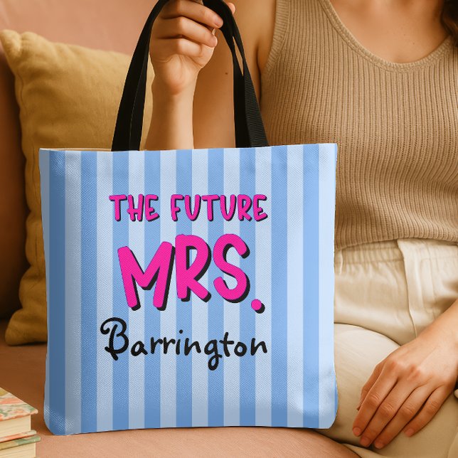 Dusty Blue Stripe O Futuro Tote Bag da Sra. Bride (Criador carregado)