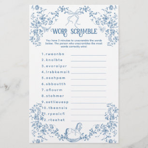 Dusty Blue Vintage Floral Baby Scramble