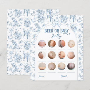 Dusty Blue Vintage Floral Beer ou Baby Belly Game