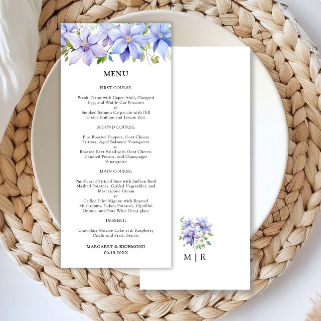 Dusty Blue Watercolor Menu Floral Rustic (Criador carregado)