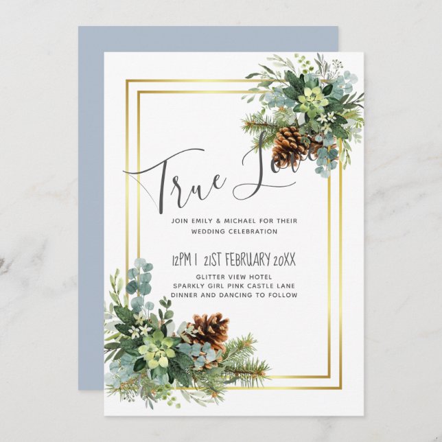 Dusty Blue Wedding Eucalyptus Greenery Orçamento (Frente/Verso)