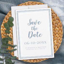 Dusty Blue Weding Save the Date Simple Modern