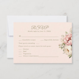 Dusty Blush Floral Wedding RSVP Card