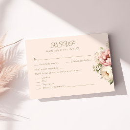 Dusty Blush Floral Wedding RSVP Card