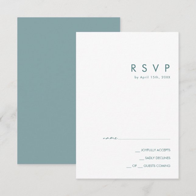 Dusty Boho | Cartão RSVP Azul e Verde (Frente/Verso)