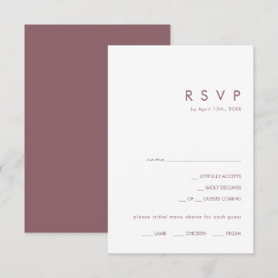 Dusty Boho   Placa RSVP de Escolha do Menu Roxo
