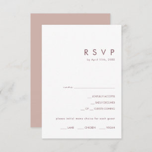 Dusty Boho   Rosa e placa RSVP de escolha de menu 