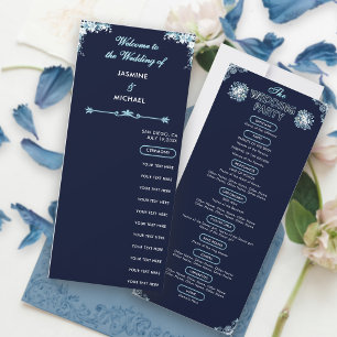 Dusty Light Blue Floral Marinho Boho Weding Progra