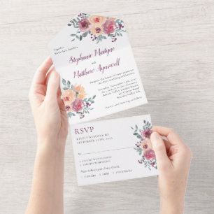 Dusty Mauve Peach Blush Casamento Floral