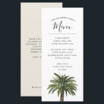 Dusty Palms | Menu Evento de Janto Casamento Coste<br><div class="desc">Menus de comida personalizados para o próximo evento no oceano. Ele apresenta uma ilustração com estilo aquarela de um centro de palma empoeirado de solteiro abaixo do seu texto personalizado.</div>