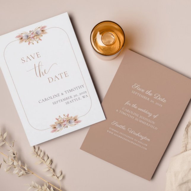 Dusty Pampas Rosa Grass Salve O Anúncio De Data (Criador carregado)