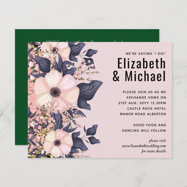 Dusty Pink Azul Floral Orçamento (Frente/Verso)