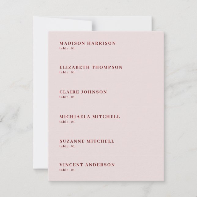 Dusty Pink Burgundy Nome Local Cartão DIY (Frente)