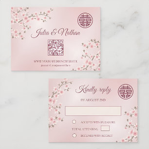 Dusty PInk Cherry Blossom RSVP Casamento Chinês