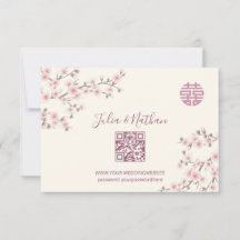Dusty PInk Cherry Blossom RSVP Casamento Chinês