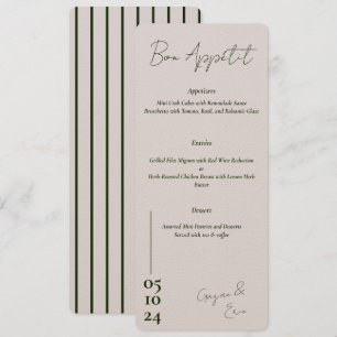Dusty Pink e green Letter Menu Weding