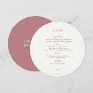 Dusty Pink & Ivory Monogrammed Menu Forte Casament