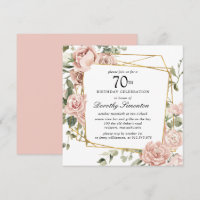 Dusty Pink Rose 70 Floral Convite de Aniversário