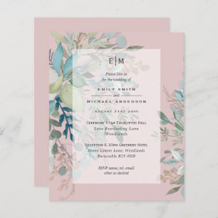 Dusty Pink Sage Weding Ceremony and Reception Inv