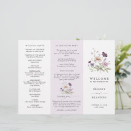 Dusty Purple Lavanda Wildflower Weding Program