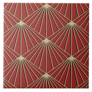 Dusty Red Art Deco Fan Pattern Diamond