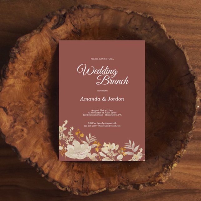 Dusty Rosa Autumn Boho Wedding Brunch Convite (Criador carregado)