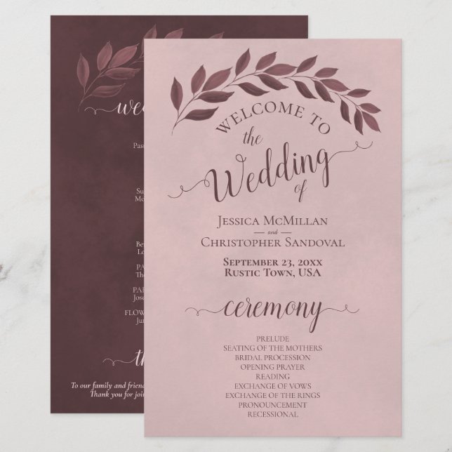 Dusty Rosa deixa Elegante Programa de Casamento de (Frente/Verso)