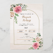 Dusty rosa e blush floral casamentoFoil Convite