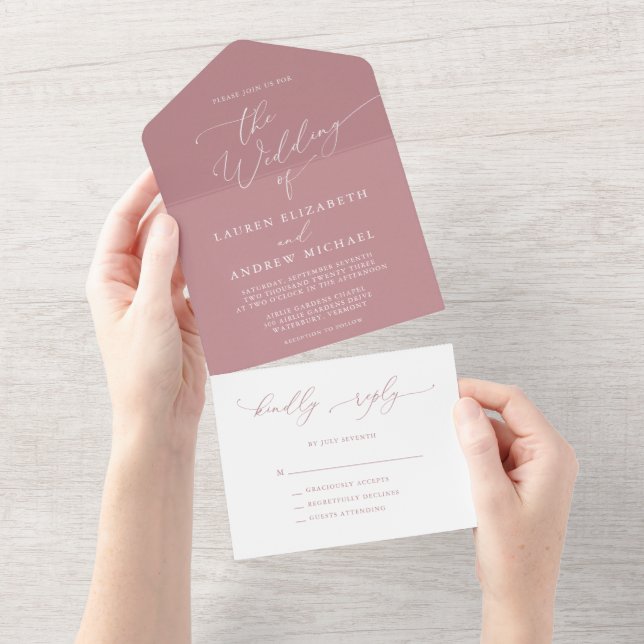 Dusty Rosa e Casamento Minimalista Branco (Aba destacável)