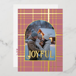 Dusty Rosa e Dourada Foto de Natal Gingham