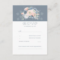 Dusty Rosa e Pale Blue Floral Weding RSVP