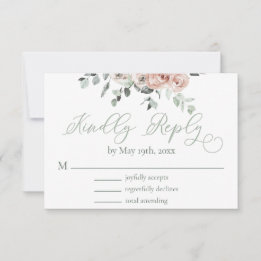 Dusty Rosa Eucalyptus Light Greenery Wedding RSVP
