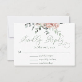 Dusty Rosa Eucalyptus Light Greenery Wedding RSVP
