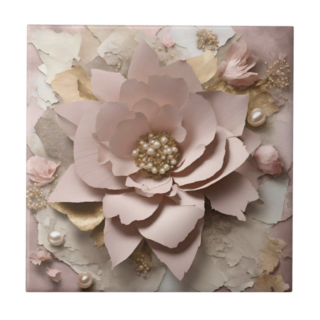 Dusty Rosa Floral - Azulejo cerâmico (Frente)