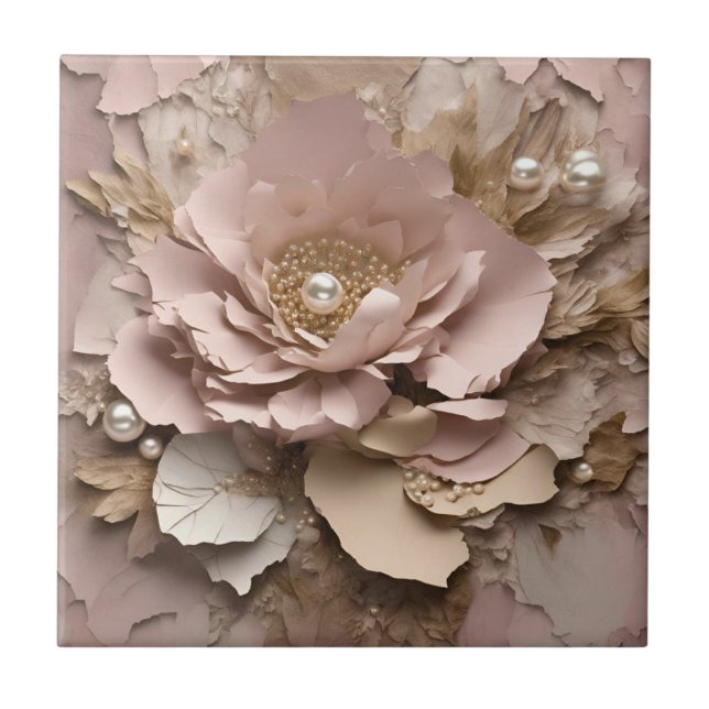 Dusty Rosa Floral - Azulejo cerâmico (Frente)